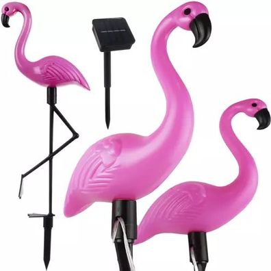 Solar Flamingo Lampen 3er Set Garten Deko LED Figurenleuchten IP44 wasserdicht