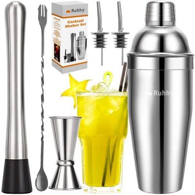 Cocktail Shaker Set 6tlg Edelstahl Barkeeper Zubehör Bar Set 700 ml Shaker