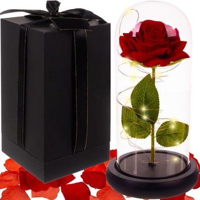 Ewige Rose im Glas LED Beleuchtung Geschenkbox Romantische Deko Valentinstag