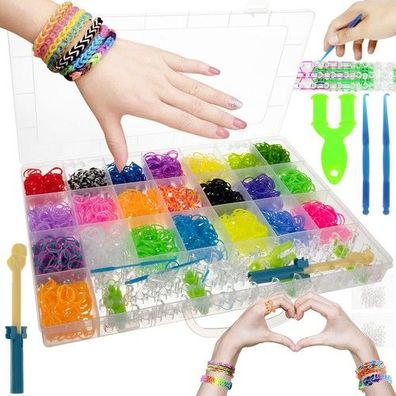 Gummibänder Set XXL Loom Bänder Armband Bastelset 4400 tlg Schmuck DIY Webstuhl