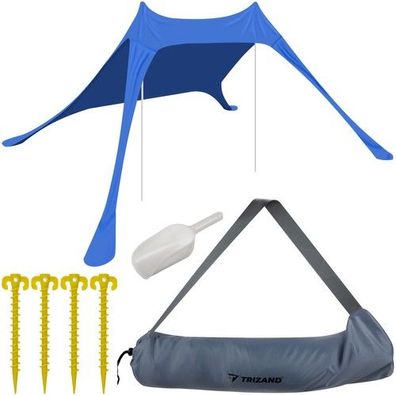 Strandzelt Sonnenschutz 4,5x4,5m UV50+ Windschutz Zelt mit Sandtaschen & Tasche
