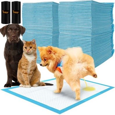 Hygieneunterlagen Hunde 100 Stk 60x40cm saugfähig wasserdicht + 30 Kotbeutel
