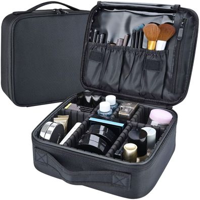 Kosmetikorganizer Kosmetikkoffer Schminkkoffer Tasche mit Fächern Schwarz