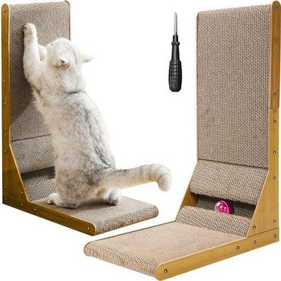 Katzen Kratzbaum Ecke mit Ball Kratzbrett MDF Wellpappe Kratzspielzeug