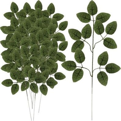 Künstliche Rosenblätter 12 Stk Kunstblumen Blätter Deko Zweige Grün Hochzeit