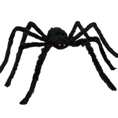 Halloween Spinne Riesen Deko 90cm Künstliche Spinne mit Haaren & roten Augen