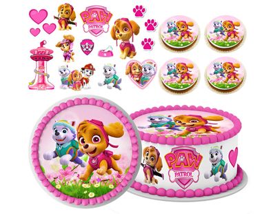 Paw Patrol Essbar Ryder Zuckermasse Tortenbild Tortenaufleger + 4 Muffin p06