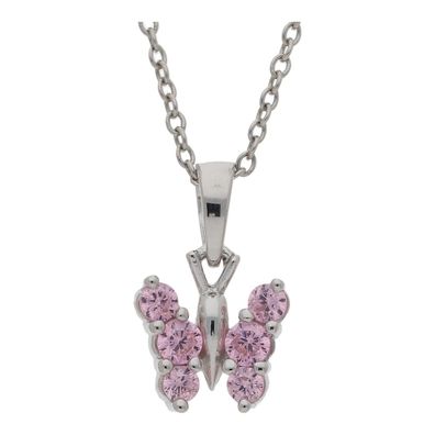 JuwelmaLux Kinder Anhänger 925/000 Sterling Silber Schmetterling mit rosa Zirkonia JL