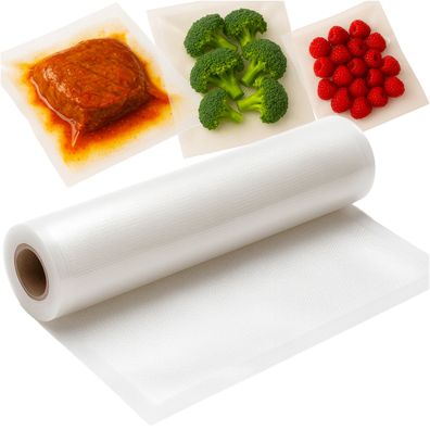 Vakuumierfolie Rolle 28x600cm Rändelfolie goffriert Sous Vide Gefrierbeutel