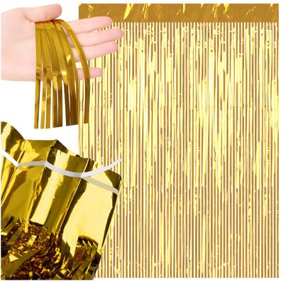 Partyvorhang Gold 100x200 cm Deko Vorhang Silvester Geburtstag Hochzeit