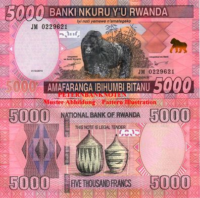 RUANDA / RWANDA 5000 Francs 2014 Unc P. 41 6875#