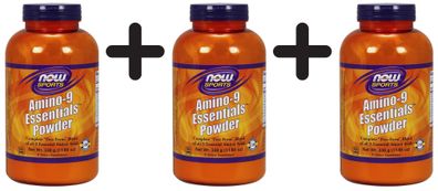 3 x NOW Foods Amino 9 Essentials, Powder - 330g