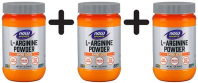 3 x NOW Foods L-Arginine, 100% Pure Powder - 454g