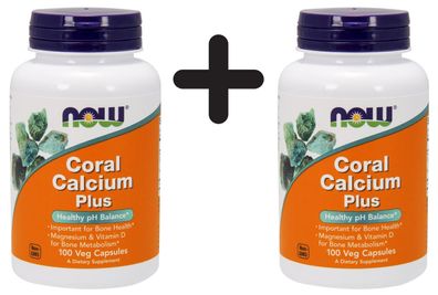 2 x NOW Foods Coral Calcium Plus - 100 vcaps