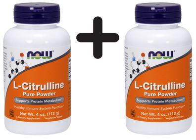 2 x NOW Foods L-Citrulline, 100% Pure Powder - 113g