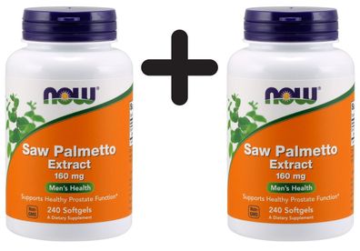 2 x NOW Foods Saw Palmetto Extract, 160mg - 240 softgels