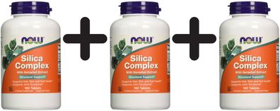 3 x NOW Foods Silica Complex with Horsetail Extract - 180 tablets