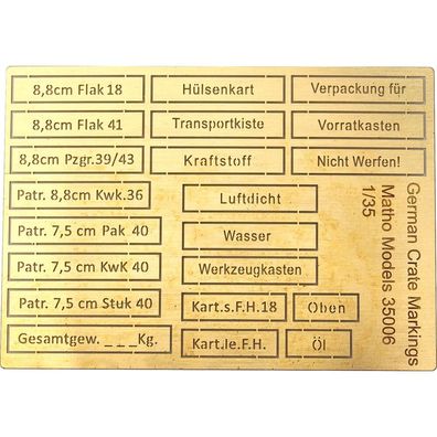 Matho Models 1:35 35006 German Crate Markings (airbrush templates)