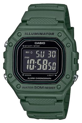 Casio Herren-Digitaluhr Dunkelgrün W-218H-3BVEF