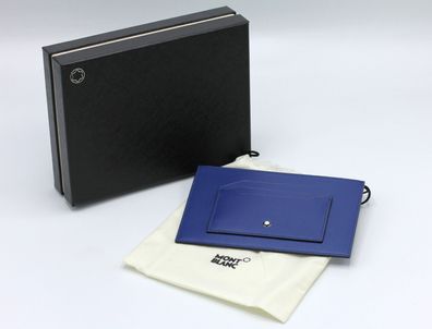 Montblanc Kreditkartenetui 6cc / Leder / Blau / Id 129910 / NEU / OVP