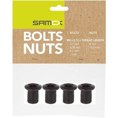 Kettenblattschrauben E-Bike Samox, M8x 0,75x 7 mm, 4 Stück