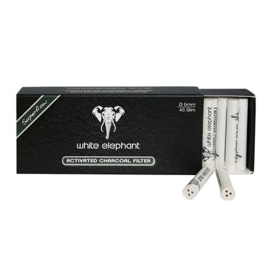 White Elephant Activated Charcoal / Aktivkohle Filter, 6 mm, 45 Stück