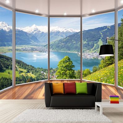 Vlies Fototapete Wandtapete Wandbilder 3d Balkon Fenster Landschaft 1942