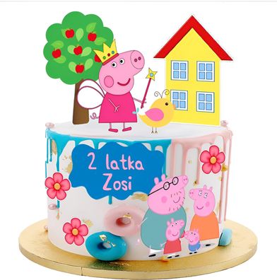 Peppa Pig Schwein Essbar Tortenaufleger Torte Geburstag Zuckermasse + NAME p10