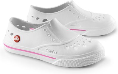 Schu'zz Schuzz Damen Clog Badeschuhe Sneaker'zz Blanc &amp; liseré rose / Weiß