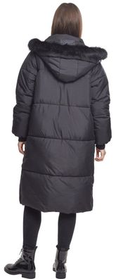 Urban Classics Damen Jacke Ladies Oversize Faux Fur Puffer Coat Black