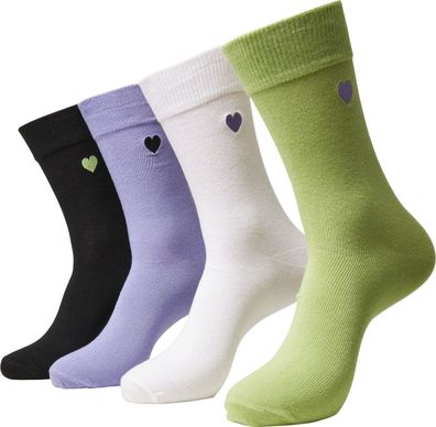 Urban Classics Heart Socks 4-Pack Black/Lilac/Lime/White