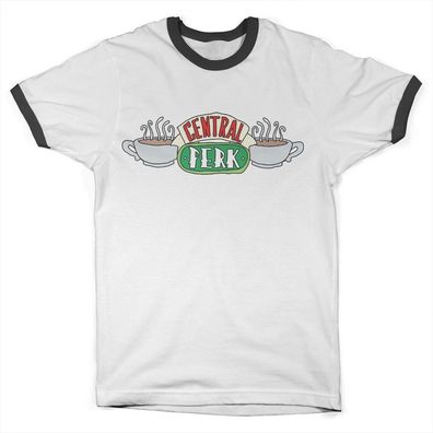 Friends Central Perk Ringer Tee T-Shirt White-Black