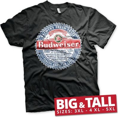 Budweiser American Lager Big &amp; Tall T-Shirt Black