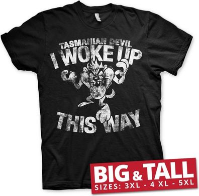 Looney Tunes Tasmanian Devil I Woke Up This Way Big &amp; Tall T-Shirt Black