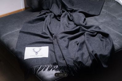 Kuscheldecke "Hirschberg" mit Lederpatch, Decke, Hirsch - 3 Farben zur Auswahl