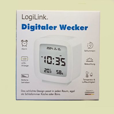 LogiLink digitaler Wecker Uhrzeit Datum Temperatur Schlummer-Funktion SC0120