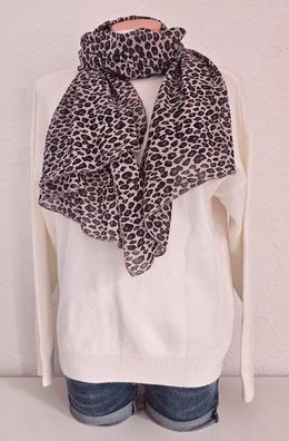 Italy Blogger Schal Tuch Halstuch Seide/Baumwolle Leoprint Rosé/Braun/Schwarz