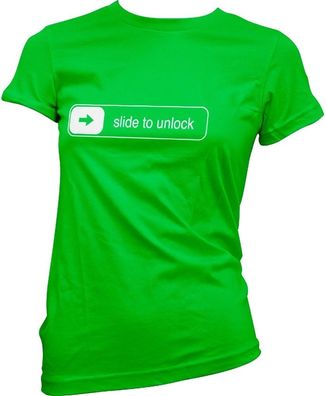 Hybris Slide To Unlock Girly Tee Damen T-Shirt Green