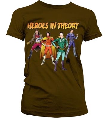 The Big Bang Theory TBBT Heroes In Theory Girly T-Shirt Damen Brown