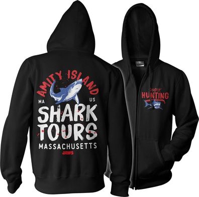 Jaws Amity Island Shark Tours Zipped Hoodie Black