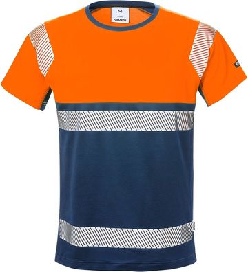 Fristads Warnschutz T-Shirt High Vis T-Shirt, Kl. 1 7518 THV Warnschutz-Orange/Marine