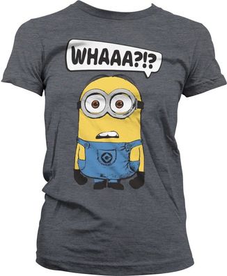 Minions Whaaa?!? Girly Tee Damen T-Shirt Dark-Heather