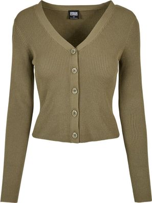 Urban Classics Damen Ladies Short Rib Knit Cardigan Khaki
