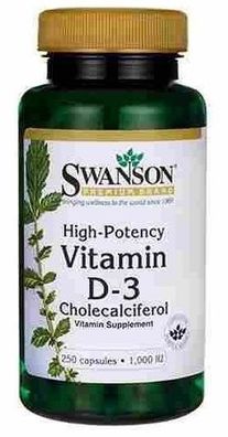 Swanson Vitamin D3 1000IU Kapseln, 60 Stück - Unterstützung für Immunsystem und