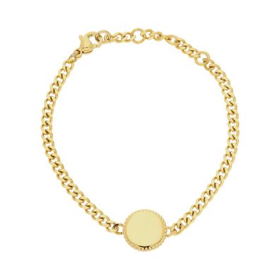 JuwelmaLux Armband Panzer Edelstahl vergoldet mit Kreis Gravur Platte JL16-03-0546