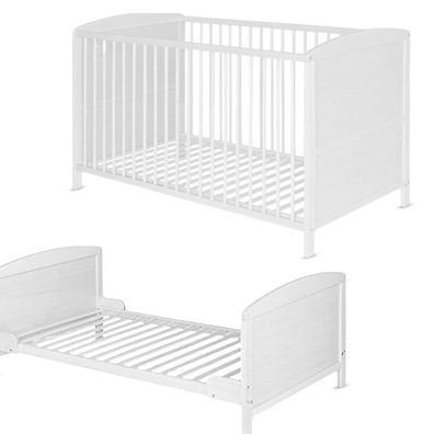 Best For Kids Babybett - Höhenverstellbar & 4-teilig mit Matratze und Schlupfsprossen
