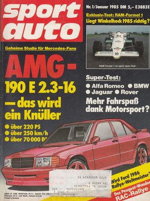 sport auto 1 / 1985, AMG, Alfa Romeo, Jaguar, BMW, Formel 1