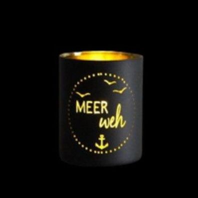 Glas-Windlicht „Meer Weh“