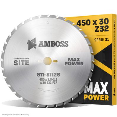 Bau-Kreissägeblatt 450 x 4,0/3,0 x 30 mit 32 Zähnen nagelfest