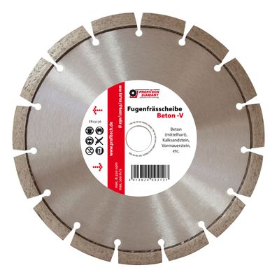 Fugenfrässcheibe D 230 x L 22,2 x B 9,5mm Beton , V-Segment